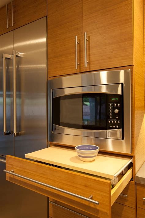 Modern Kitchen Cabinets And Microwave With Pull Out Shelf Kitchen