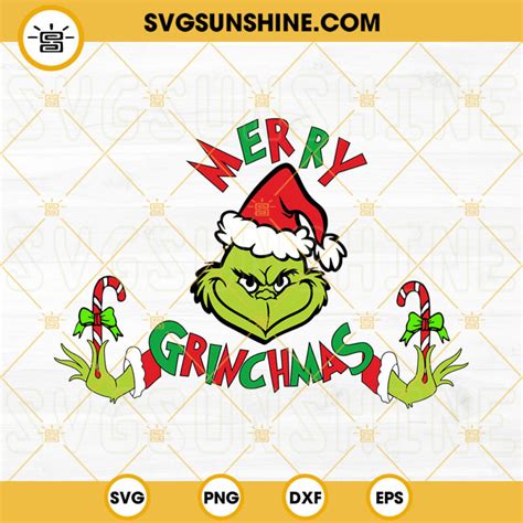 Merry Grinchmas Svg Grinch Face Svg Grinch Hand Candy Cane Christmas