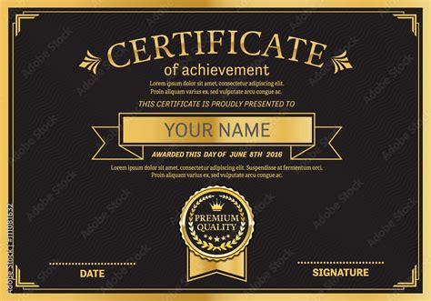 gold medal certificate template vector illustration design EPS illustrator 10 Stock Vector ...