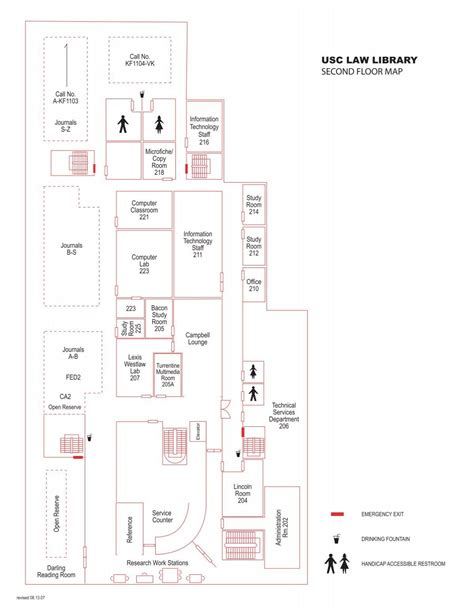 USC LAW LIBRARY SECOND FLOOR MAP