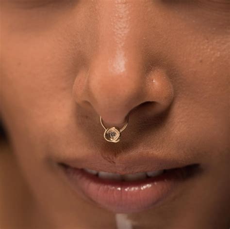 Gold Septum Ring Tribal Septum Ring Diamond Septum Indian Etsy