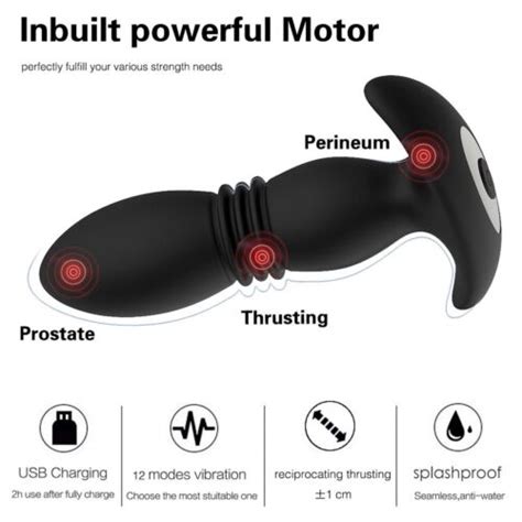 Thrusting Anal Butt Plug Dildo Vibrator Prostate Massager Sex Toys For