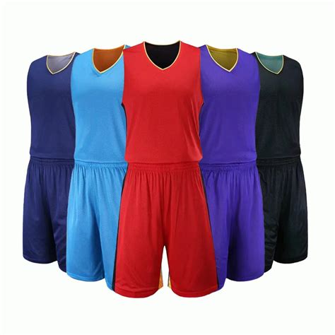 Adsmoney 5 Colors Men Double Sided Basketball Jersey Sets Uniforms Kits