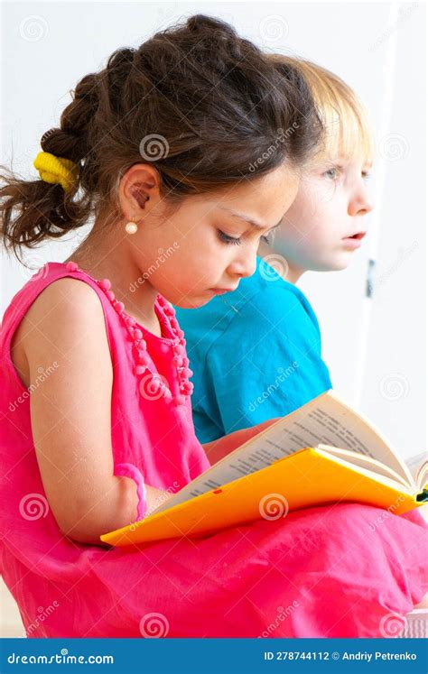 Children at a Reading Lesson in Kindergarten Stock Photo - Image of ...