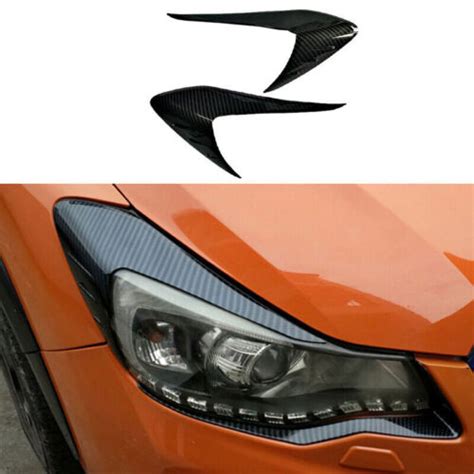 For Subaru XV Crosstrek ABS Carbon Fiber Headlight Eyelid Cover Trim