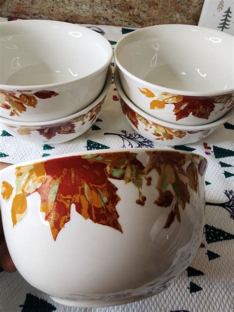 Holiday Bowl Royal Norfolk Set Of 5 Autumn Colorful Fall Leaves Cereal