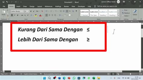 Tutorial Mengetikkan Simbol Kurang Dari Sama Dengan Dan Lebih Dari Sama Dengan Di Microsoft Word