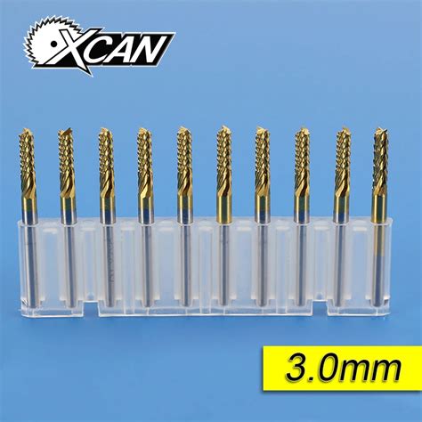 XCAN10pcs 3 0MM Titanium Coated PCB End Mill Cutter CNC Router Bits For