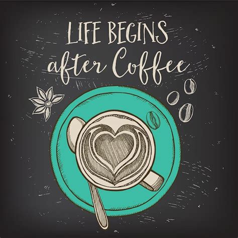 Premium Vector A Cup Of Coffee With A Spoon That Says Life Begins
