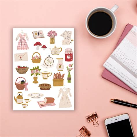 Printable Stickers Cute Stickers Cottage Stickers Sheet Stickers