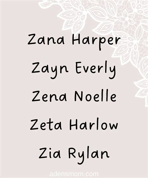 30 [Unusual But Cool] Girl Names that Start with Z | Girl names, Sweet ...