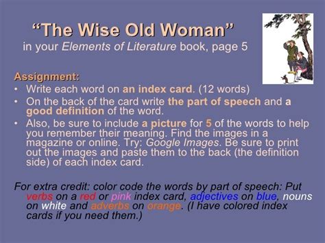 "The Wise Old Woman" Vocabulary