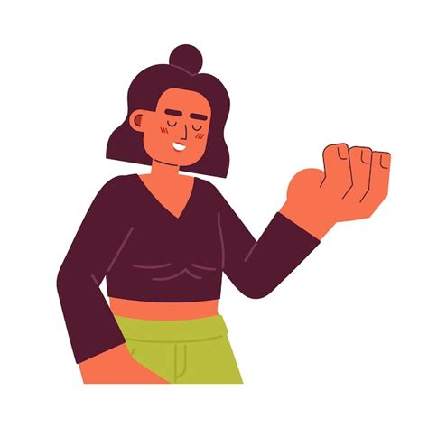 Frau Aufrichtiges L Cheln Semi Flache Farbvektorfigur Wundersch Ne Latina Br Nette Dame