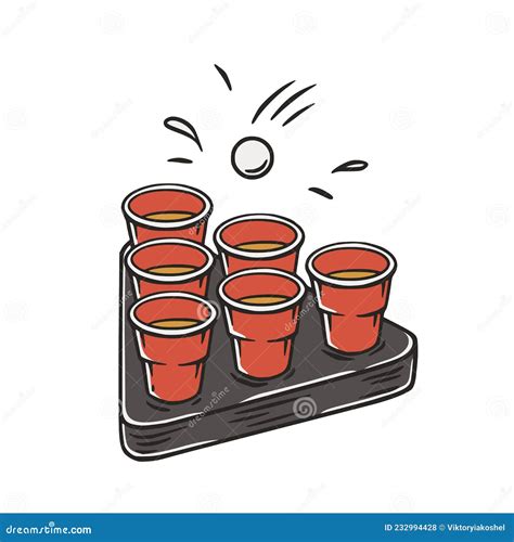 Beer Pong Game Beer Cup And Ball For Bar College Stock Vector