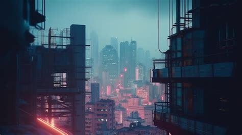 Premium AI Image | City from the future in cyberpunk style Futuristic city