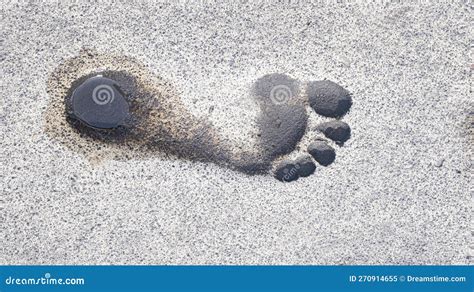 Wet Footprint In Concrete Pavement Background And Wallpaper Texture