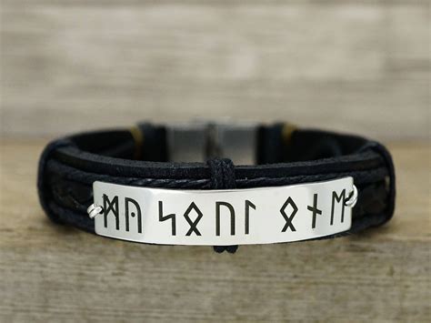 Personalized Rune Bracelet Viking Bracelet Custom Mens Etsy Leather