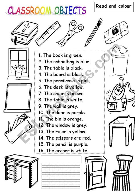 Classroom Objects Esl Worksheet By Paskalya