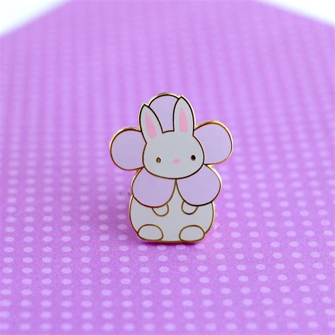 Bunny Enamel Pin Set Rabbit Lapel Pin Flower Bunnies Cute Etsy