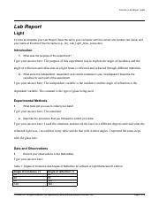 U4 Lab Light Keytrin Harris Pdf Science Lab Report Light Lab