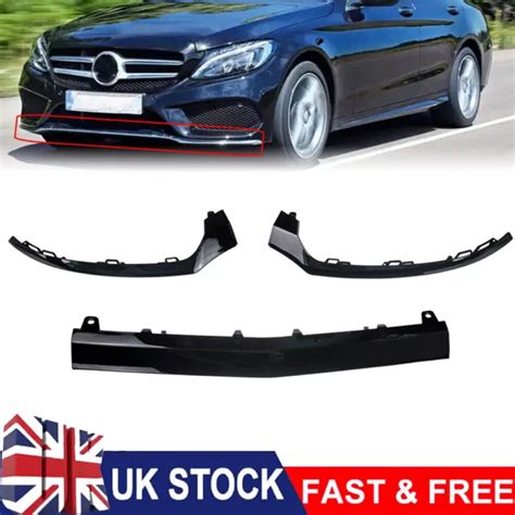 3X BLACK FRONT Bumper Middle Lower Lip Trim For Mercedes Benz C Class