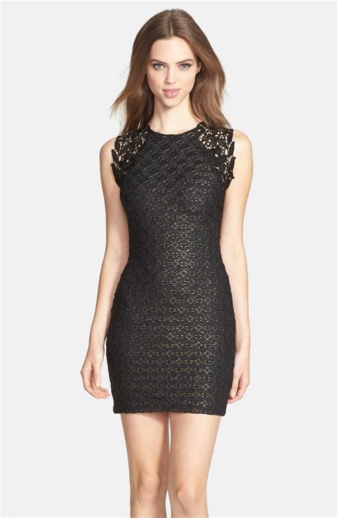 Dress The Population Lauren Lace Detail Foiled Body Con Dress Nordstrom