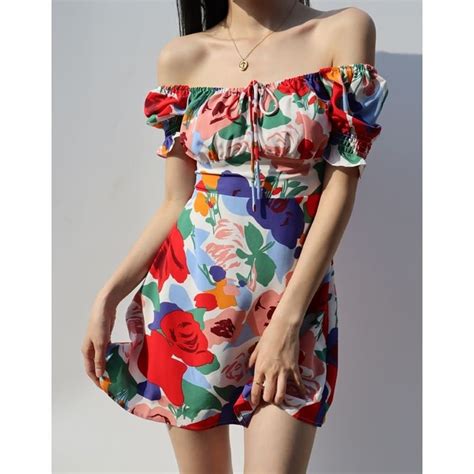 Floral Puff Sleeve Mini Dress Korean Fashion Women Vintage Etsy Uk