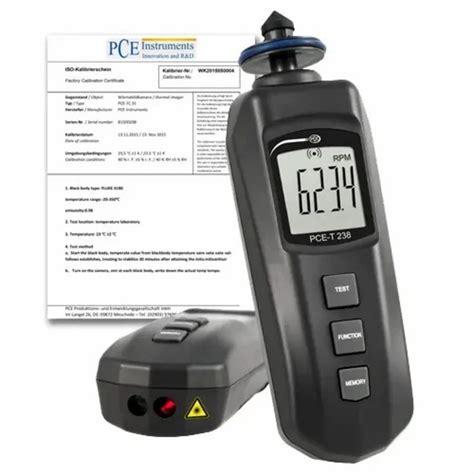 Pce Instruments 0 1 Rpm Techometer Pce T 238 Ica Incl Iso Calibration