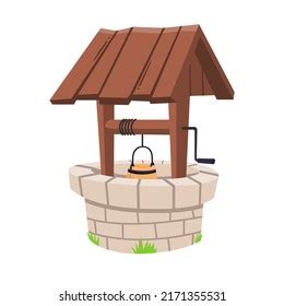 Old Village Wooden Stone Water Well Stock Vector Royalty Free