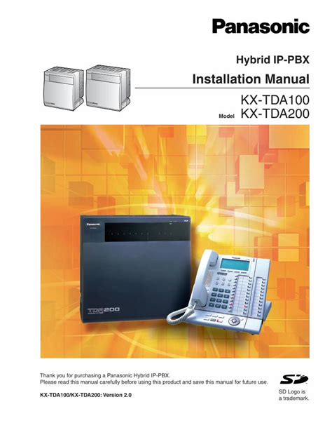 PDF Hybrid IP PBX Installation Manual KX TDA100 KX TDA200 PDFSLIDE NET