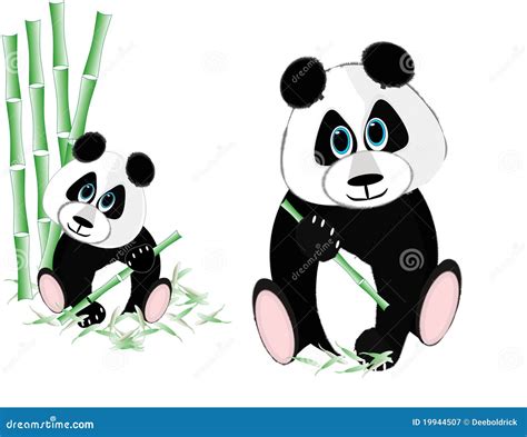 Two Pandas Eating Bamboo Stock Vector Illustration Of China