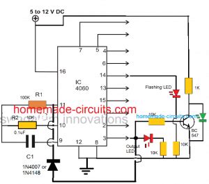 Simple Timer Circuit Using IC 4060 Homemade Circuit Projects