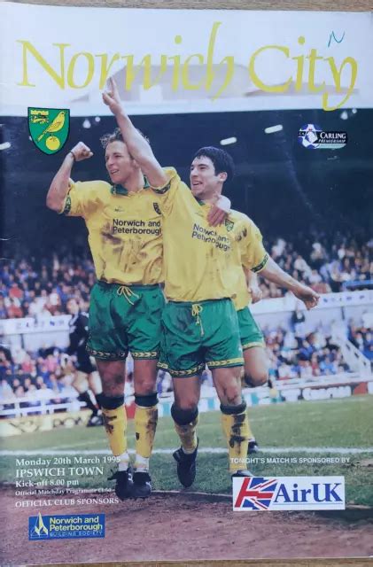 NORWICH CITY V Ipswich Town Football Programme 20 03 1995 1 00