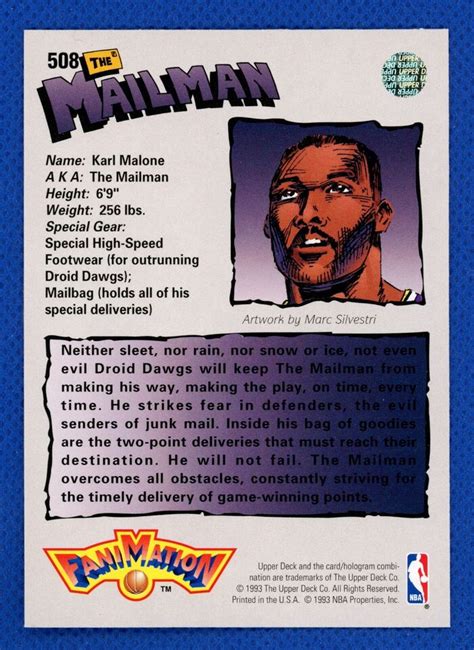 Karl Malone Upper Deck Fanimation The Mailman Card Utah