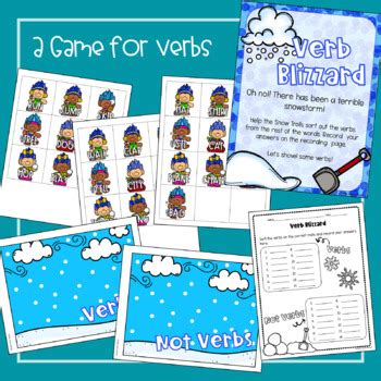 Grammar Practice With Nouns Verbs And Adjectives Snow Themed