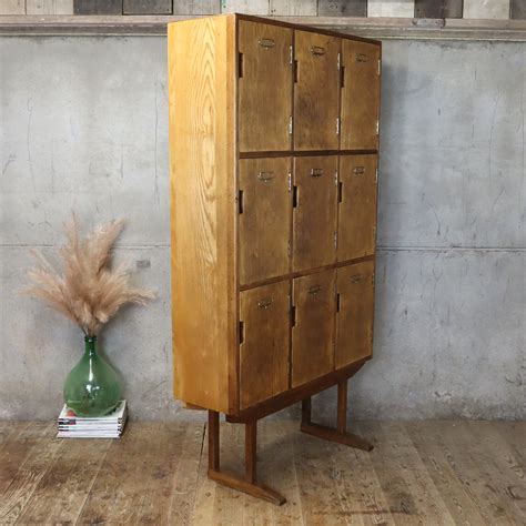 Vintage Antique Wooden School Lockers 0107d Mustard Vintage