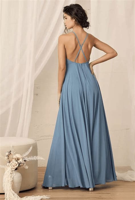 Lulus Mythical Kind Of Love Maxi Dress Size Xs Slate Blue Bridesmaid