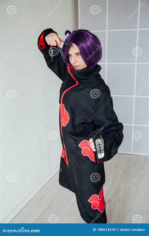 Woman Anime Cosplayer with Purple Japan Hair Stock Photo - Image of ...