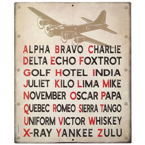 Pilot Code Phonetic Alphabet Embossed Metal Sign Metal Signs Good