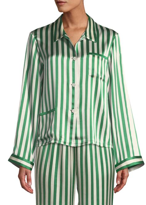 Morgan Lane Ruthie Striped Classic Silk Pajama Top Bergdorf Goodman