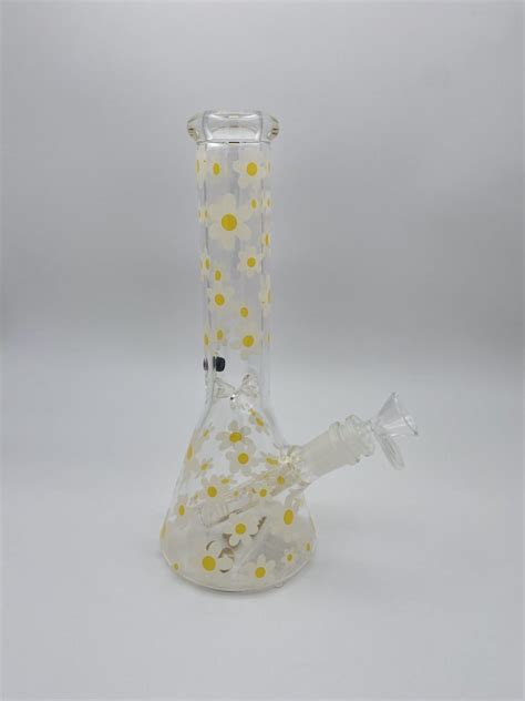 Billymate Daisy Beaker Bong 25cm White Or Yellow East Coast Bongs