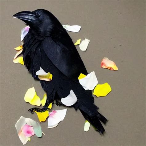 Crow Made Of Flower Petals Many Petals Growing Out Of Stable