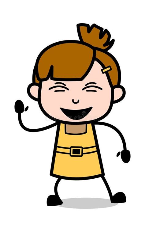 Laughing Funny Face - Cute Girl Cartoon Character Vector Illustration ...