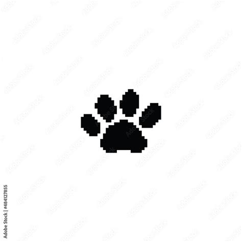 pixel art paw vector icon pixel cat or dog paw element for 8 bit game ...