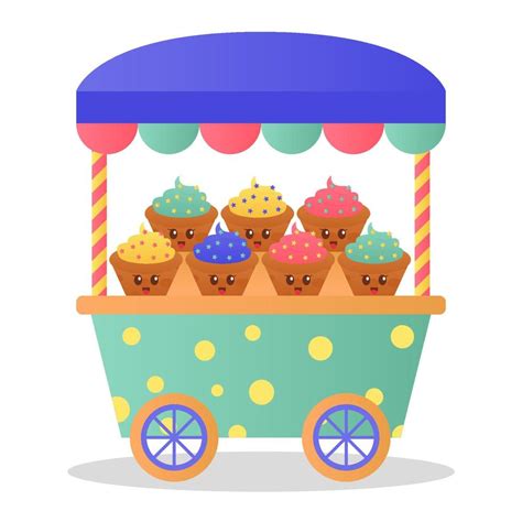 Cute Street Food Cart Vector Illustration 16796375 Vector Art At Vecteezy