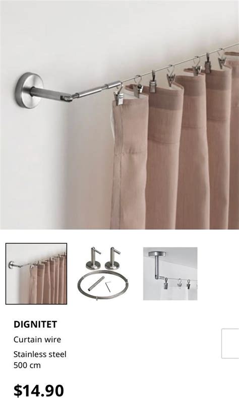 Ikea DIGNITET Curtain Wire RIKTIG Hook With Clip Furniture Home