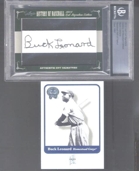 2012 Leaf Cut Signature Buck Leonard Autograph Beckett Certified