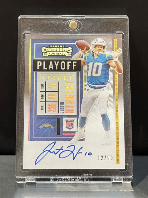 未使用に近いJustin Herbert 2020 Panini Contenders Rookie Playoff Ticket