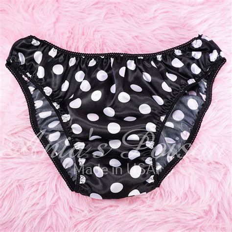 Anias Poison Full Bikini Cut Black White Polka Dot Soft Satin Lined Sissy Panties For Men