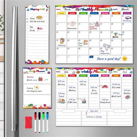 Amazon D Fantix Magnetic Dry Erase Calendar Whiteboard Pack